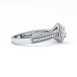 Round Cut 0.46 Carat Moissanite Ring – Double Halo and Pave Setting in Gold
