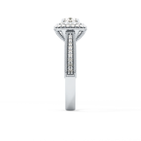 Round Cut 0.46 Carat Moissanite Ring – Double Halo and Pave Setting in Gold