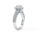 Round Cut 0.46 Carat Moissanite Ring – Double Halo and Pave Setting in Gold