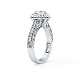 Round Cut 0.46 Carat Moissanite Ring – Double Halo and Pave Setting in Gold