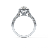 Round Cut 0.46 Carat Moissanite Ring – Double Halo and Pave Setting in Gold
