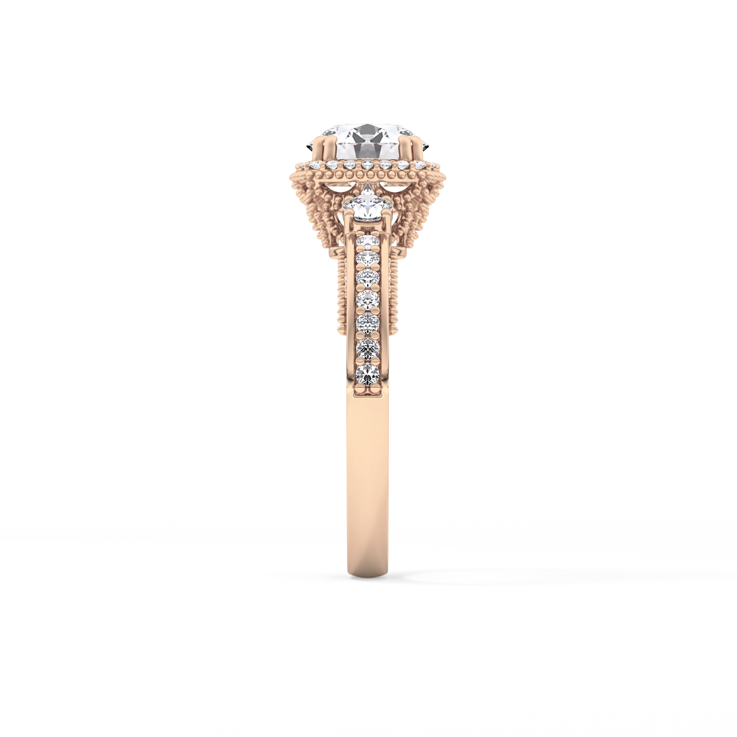 Round Cut 1.05 Carat Moissanite Ring – Cluster Setting in Gold