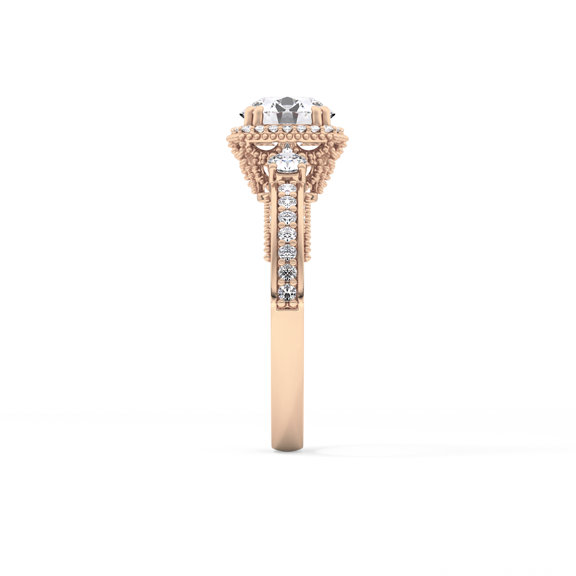 Round Cut 1.05 Carat Moissanite Ring – Cluster Setting in Gold