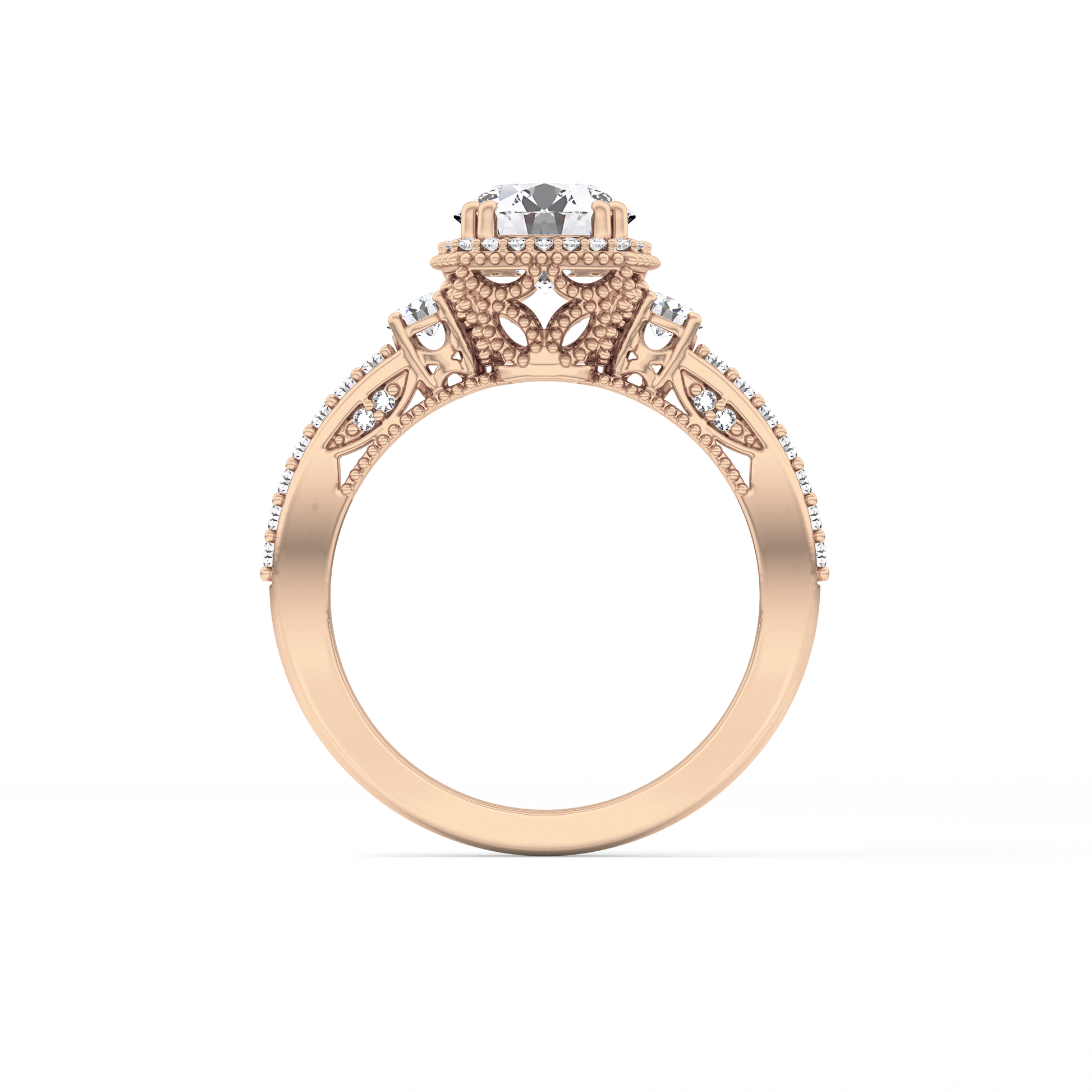 Round Cut 1.05 Carat Moissanite Ring – Cluster Setting in Gold