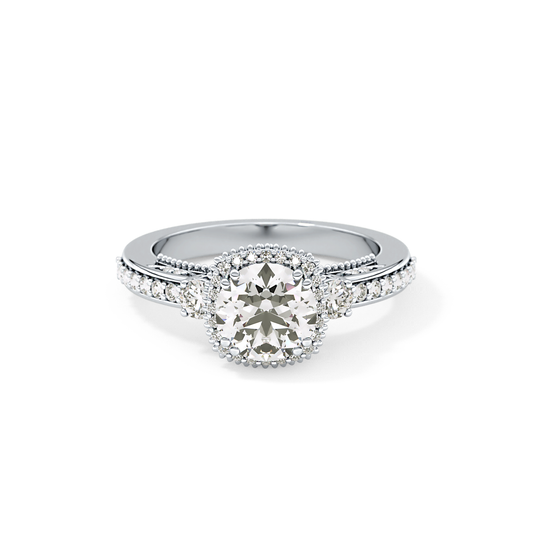 Round Cut 1.05 Carat Moissanite Ring – Cluster Setting in Gold