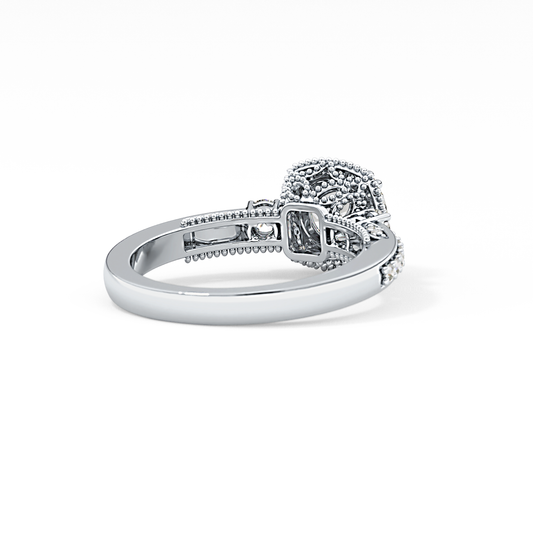 Round Cut 1.05 Carat Moissanite Ring – Cluster Setting in Gold