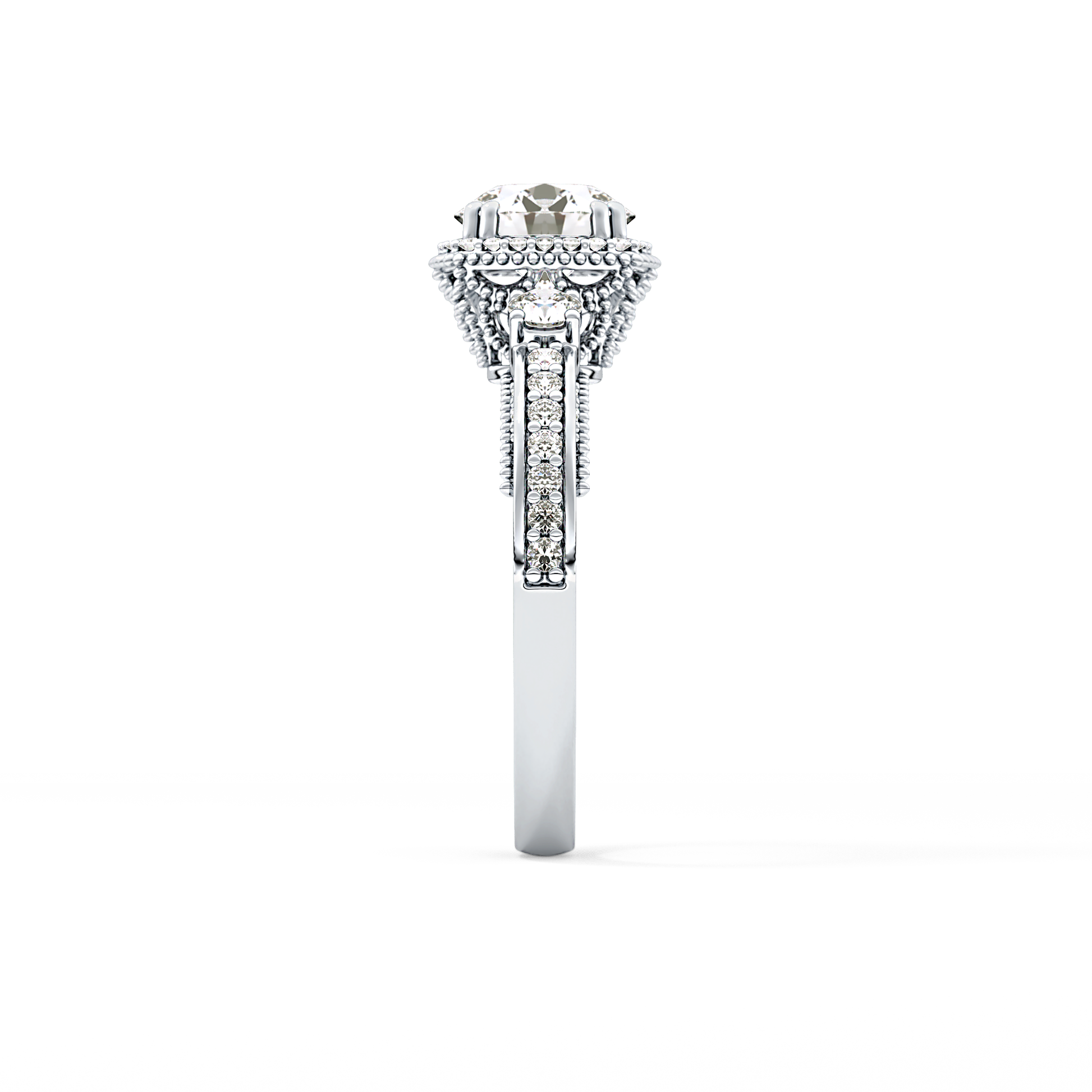 Round Cut 1.05 Carat Moissanite Ring – Cluster Setting in Gold