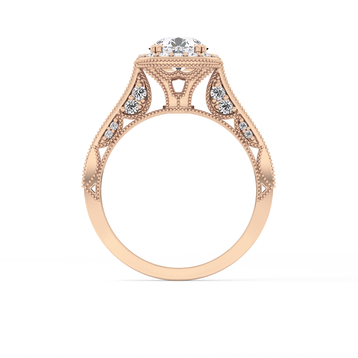 Round Cut 1.05 Carat Moissanite Ring – Halo and Pave Setting in Gold