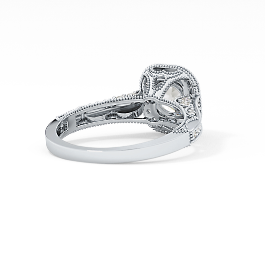 Round Cut 1.05 Carat Moissanite Ring – Halo and Pave Setting in Gold
