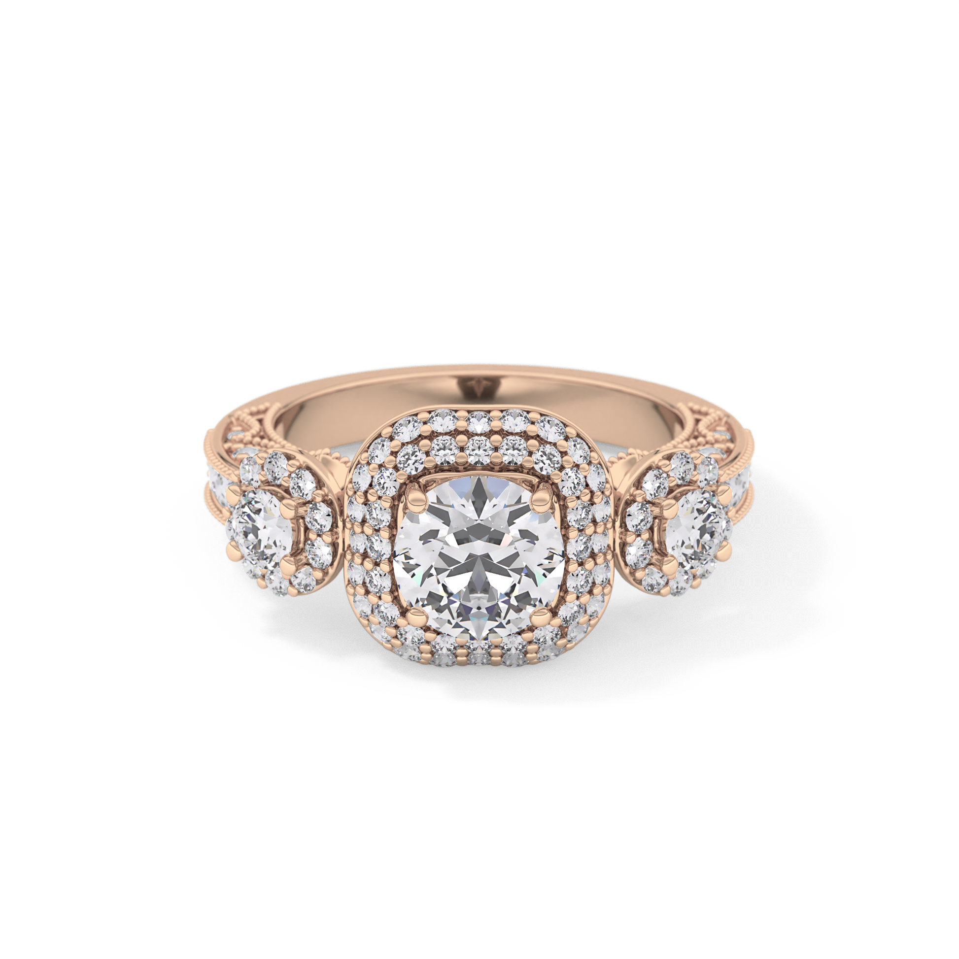 Round Cut 0.84 Carat Moissanite Ring – Cluster Setting in Gold