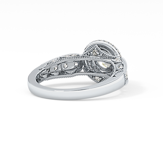 Round Cut 1.05 Carat Moissanite Ring – Double Halo and Pave Setting in Gold