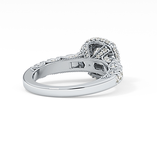 Round Cut 1.05 Carat Moissanite Ring – Halo and Pave Setting in Gold