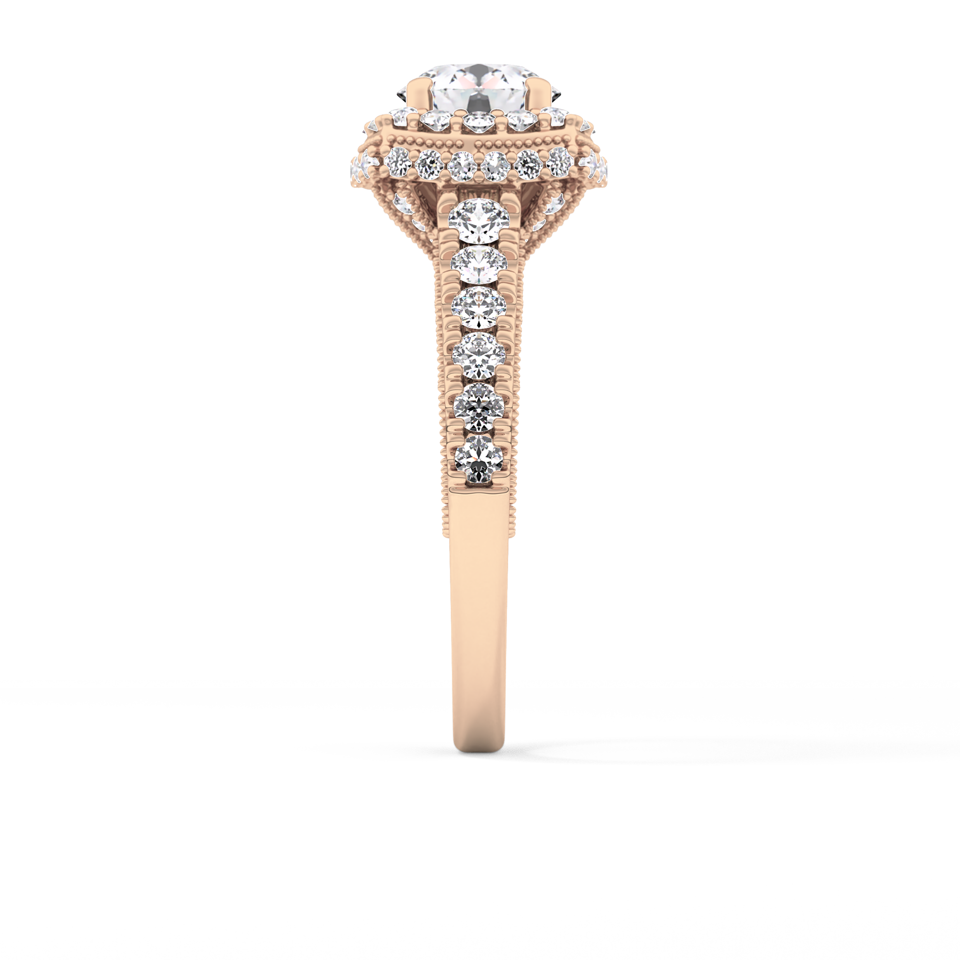 Round Cut 1.15 Carat Moissanite Ring – Halo and Pave Setting in Gold