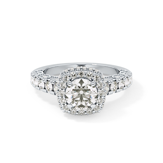 Round Cut 1.15 Carat Moissanite Ring – Halo and Pave Setting in Gold