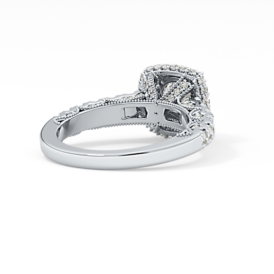 Round Cut 1.15 Carat Moissanite Ring – Halo and Pave Setting in Gold
