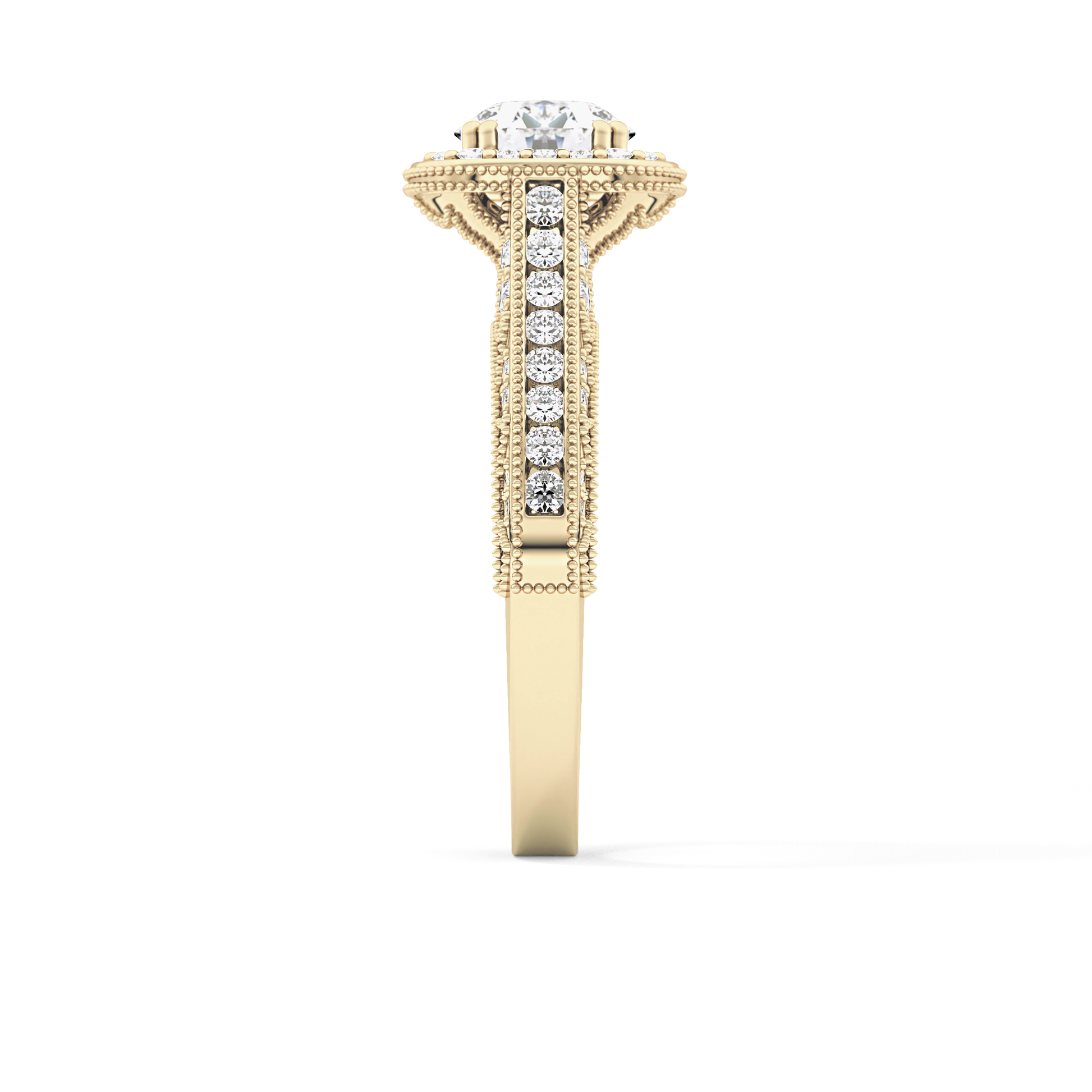 Round Cut 1.05 Carat Moissanite Ring – Halo and Pave Setting in Gold