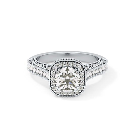 Round Cut 1.05 Carat Moissanite Ring – Halo and Pave Setting in Gold