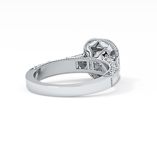 Round Cut 1.05 Carat Moissanite Ring – Halo and Pave Setting in Gold