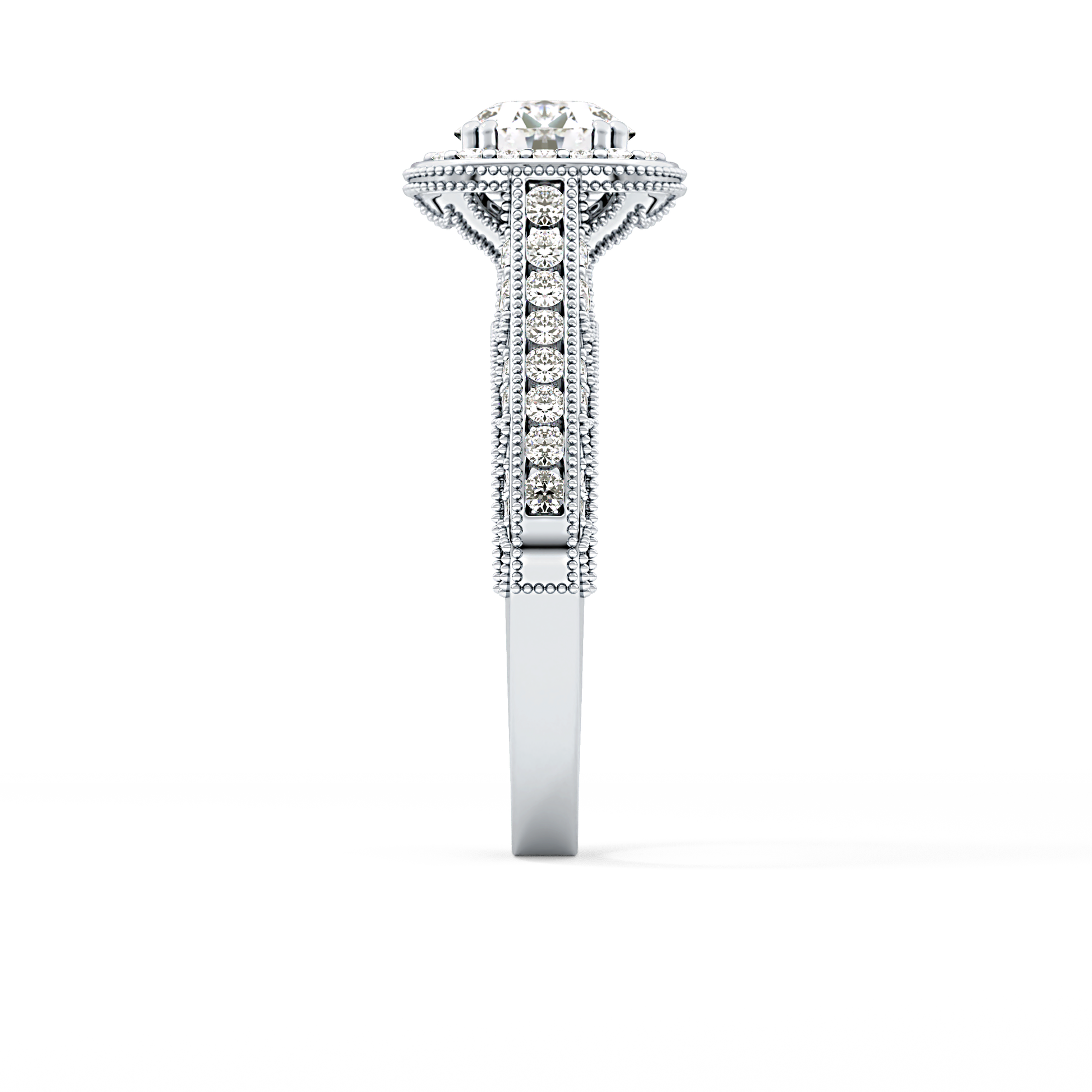 Round Cut 1.05 Carat Moissanite Ring – Halo and Pave Setting in Gold