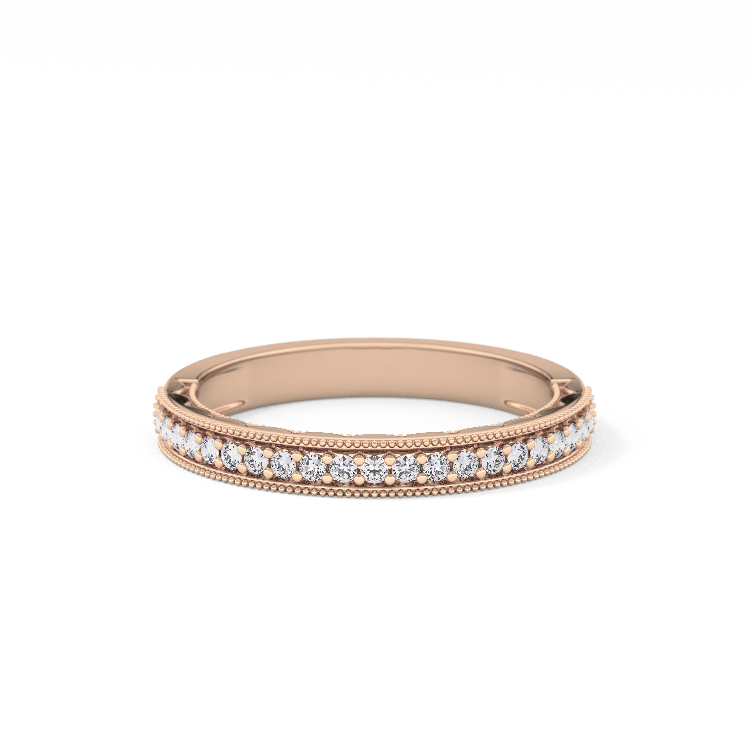 Half Eternity Wedding Band with 0.17 TCW Round Cut Moissanite – Yellow, White, or Rose Gold