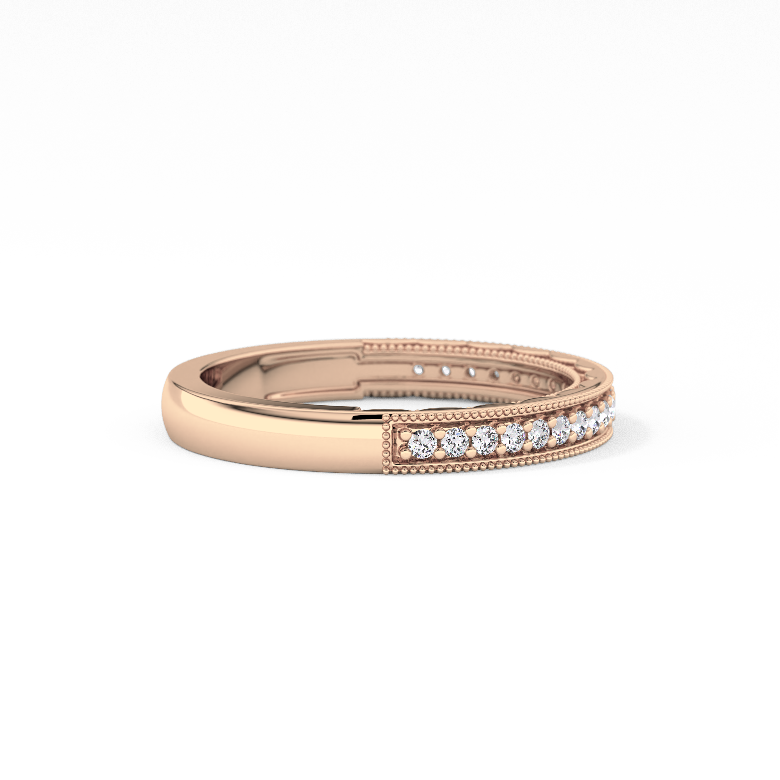 Half Eternity Wedding Band with 0.17 TCW Round Cut Moissanite – Yellow, White, or Rose Gold