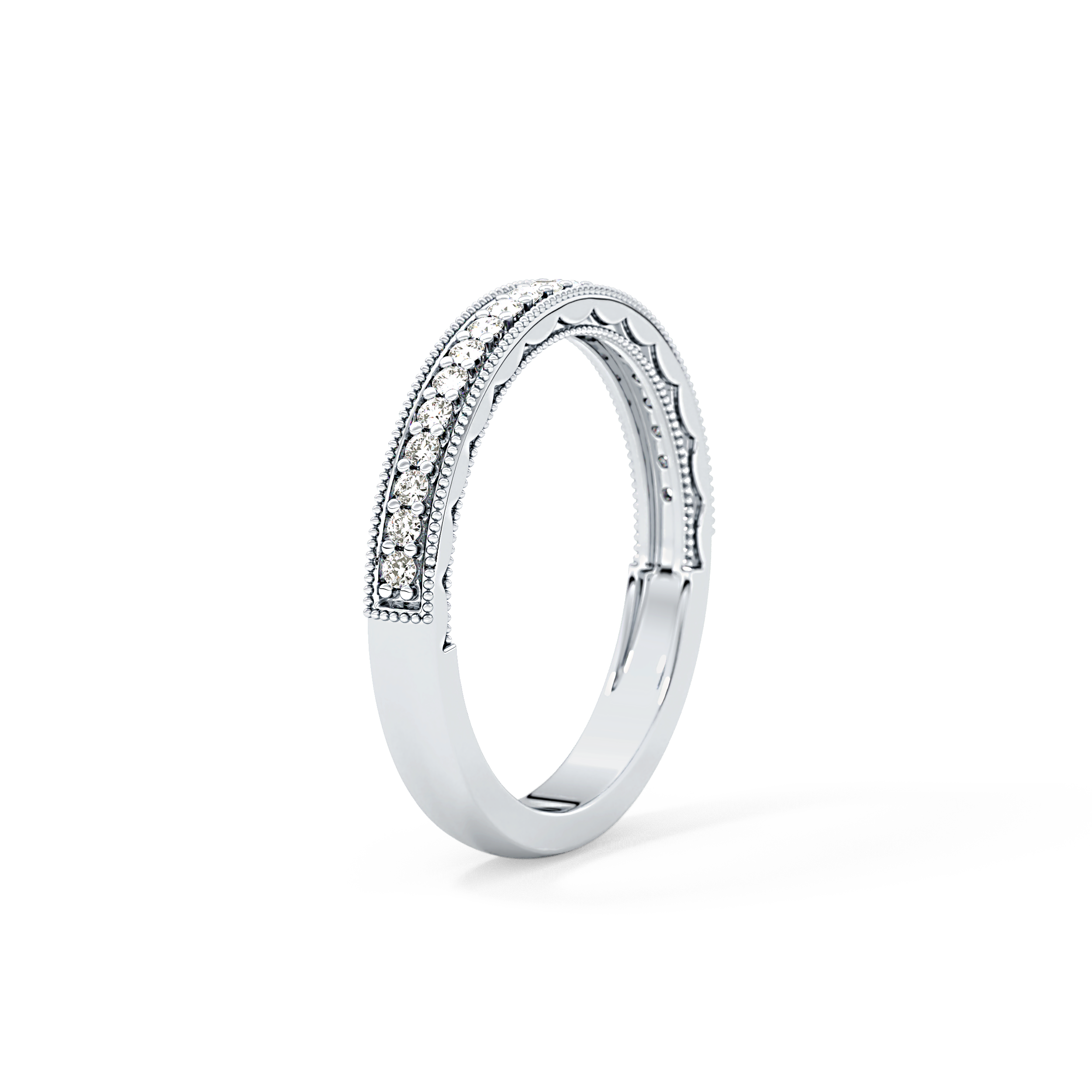 Half Eternity Wedding Band with 0.17 TCW Round Cut Moissanite – Yellow, White, or Rose Gold