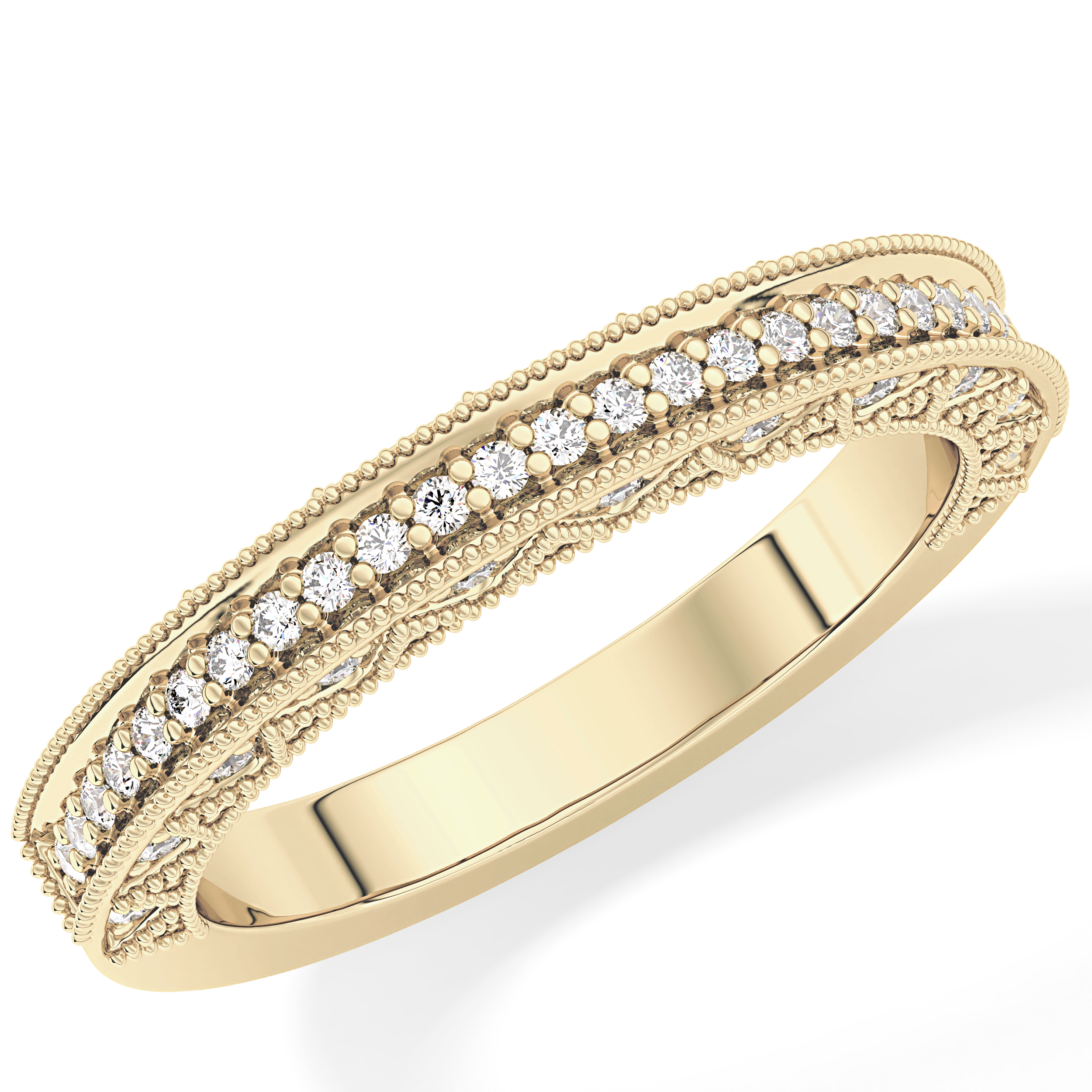 Half Eternity Wedding Band with 0.27 TCW Round Cut Moissanite – Yellow, White, or Rose Gold