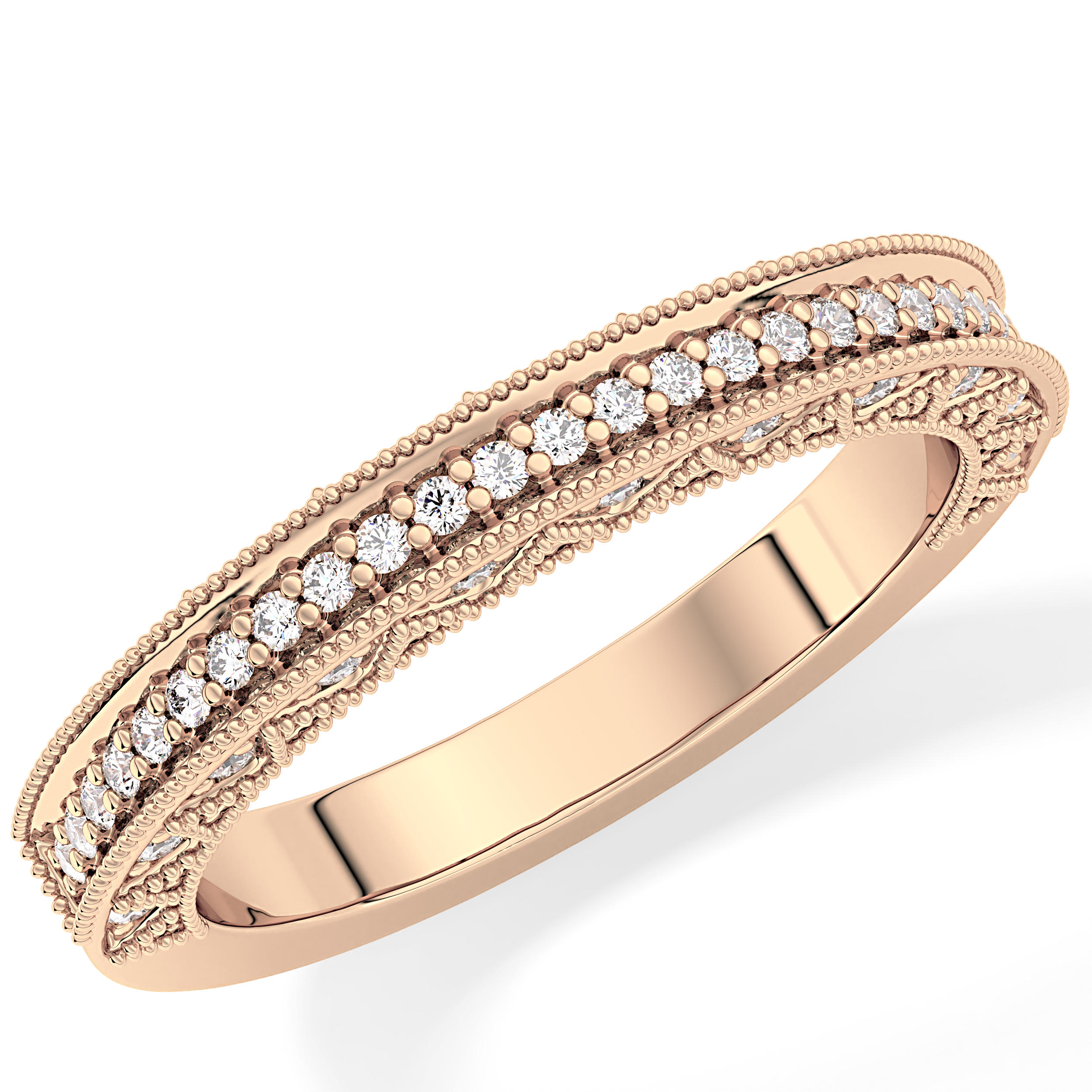 Half Eternity Wedding Band with 0.27 TCW Round Cut Moissanite – Yellow, White, or Rose Gold