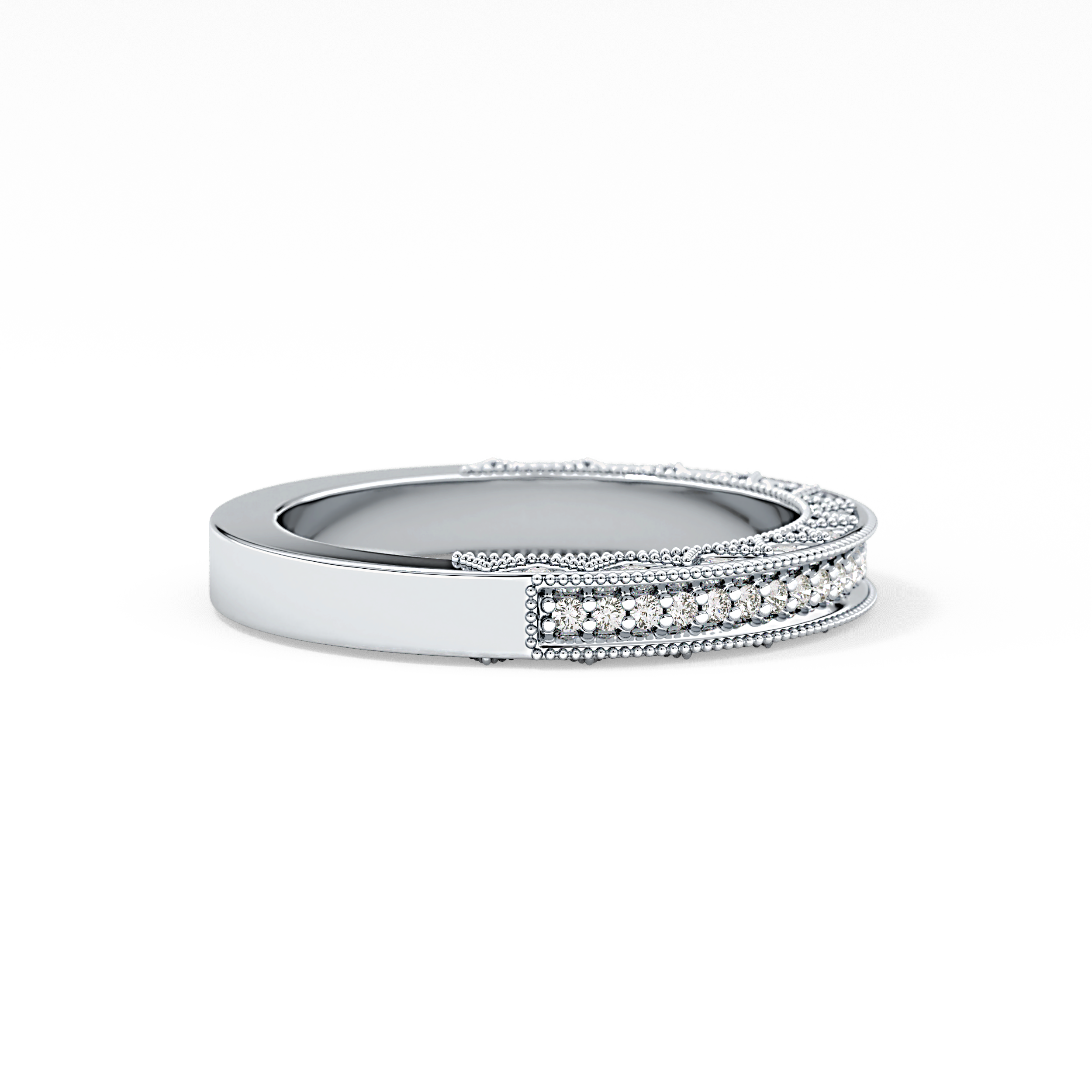 Half Eternity Wedding Band with 0.27 TCW Round Cut Moissanite – Yellow, White, or Rose Gold