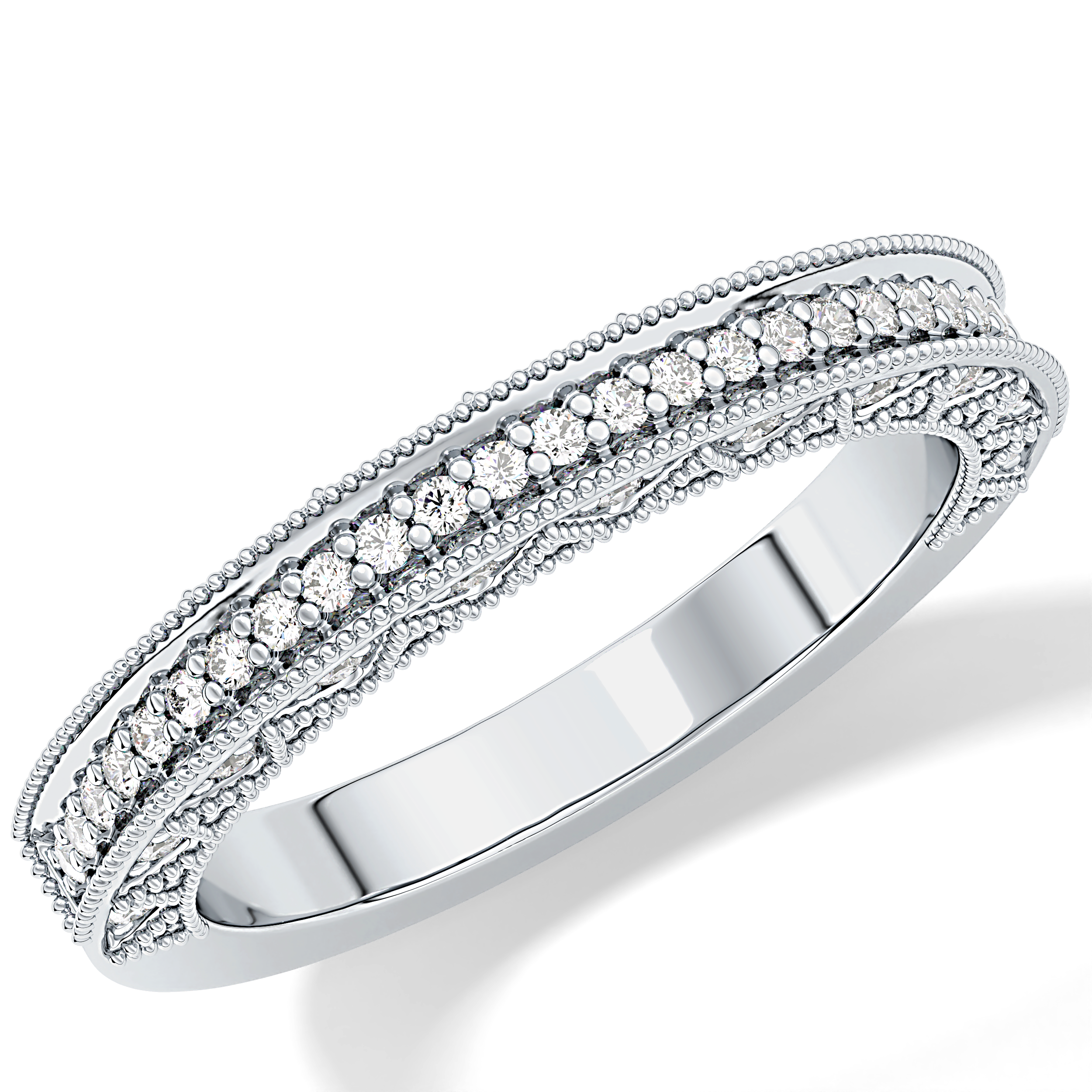 Half Eternity Wedding Band with 0.27 TCW Round Cut Moissanite – Yellow, White, or Rose Gold
