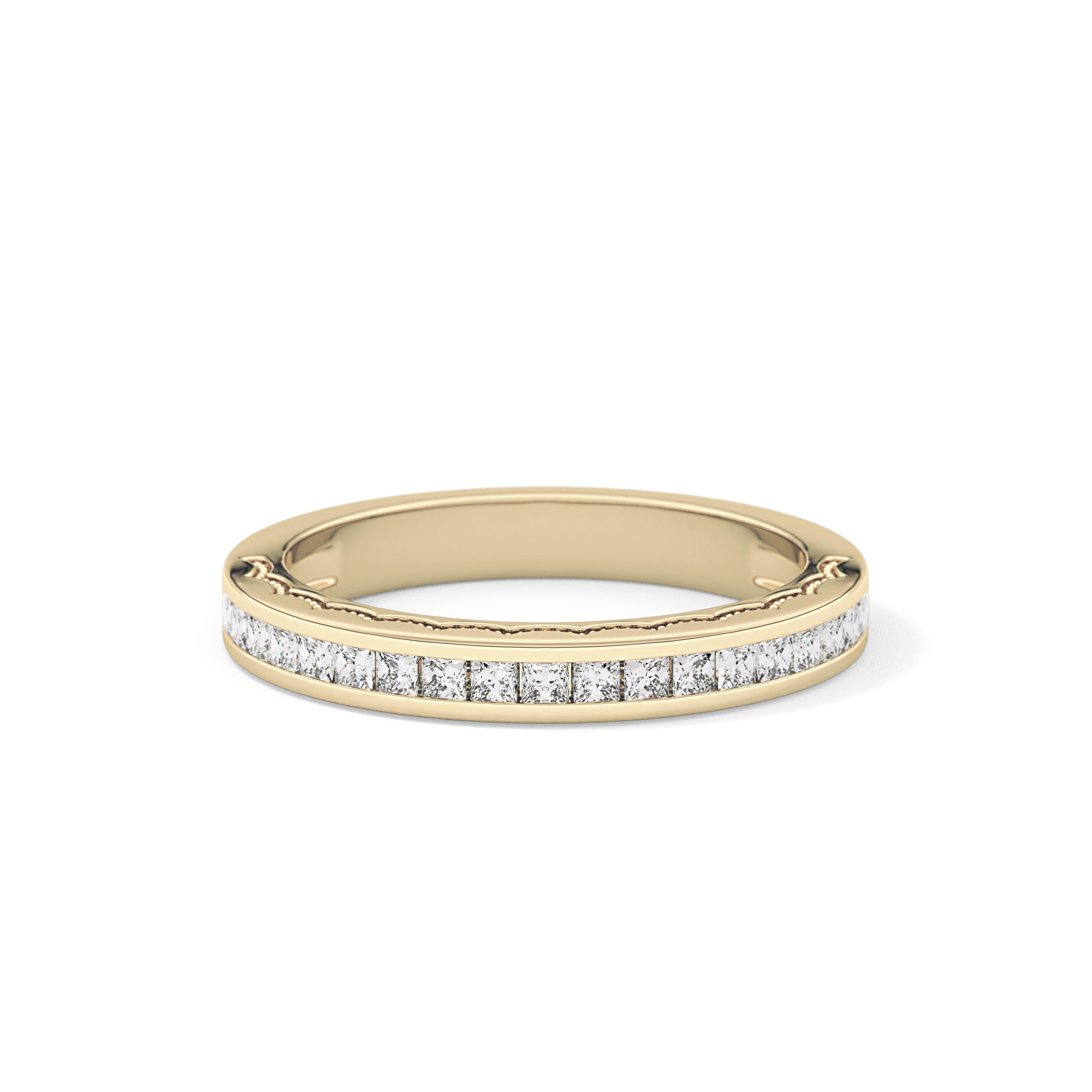 Half Eternity Wedding Band with 0.48 TCW Princess Cut Moissanite – Yellow, White, or Rose Gold