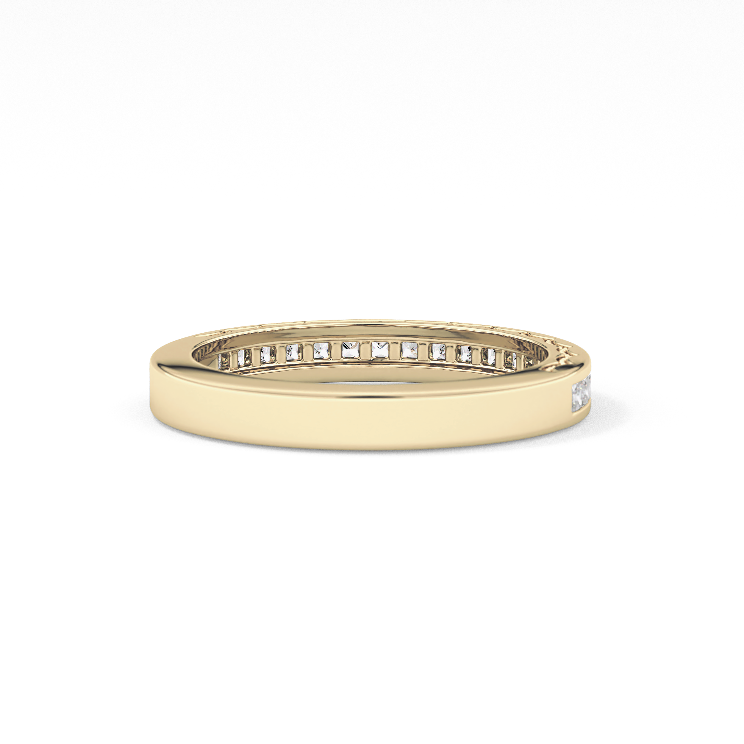 Half Eternity Wedding Band with 0.48 TCW Princess Cut Moissanite – Yellow, White, or Rose Gold