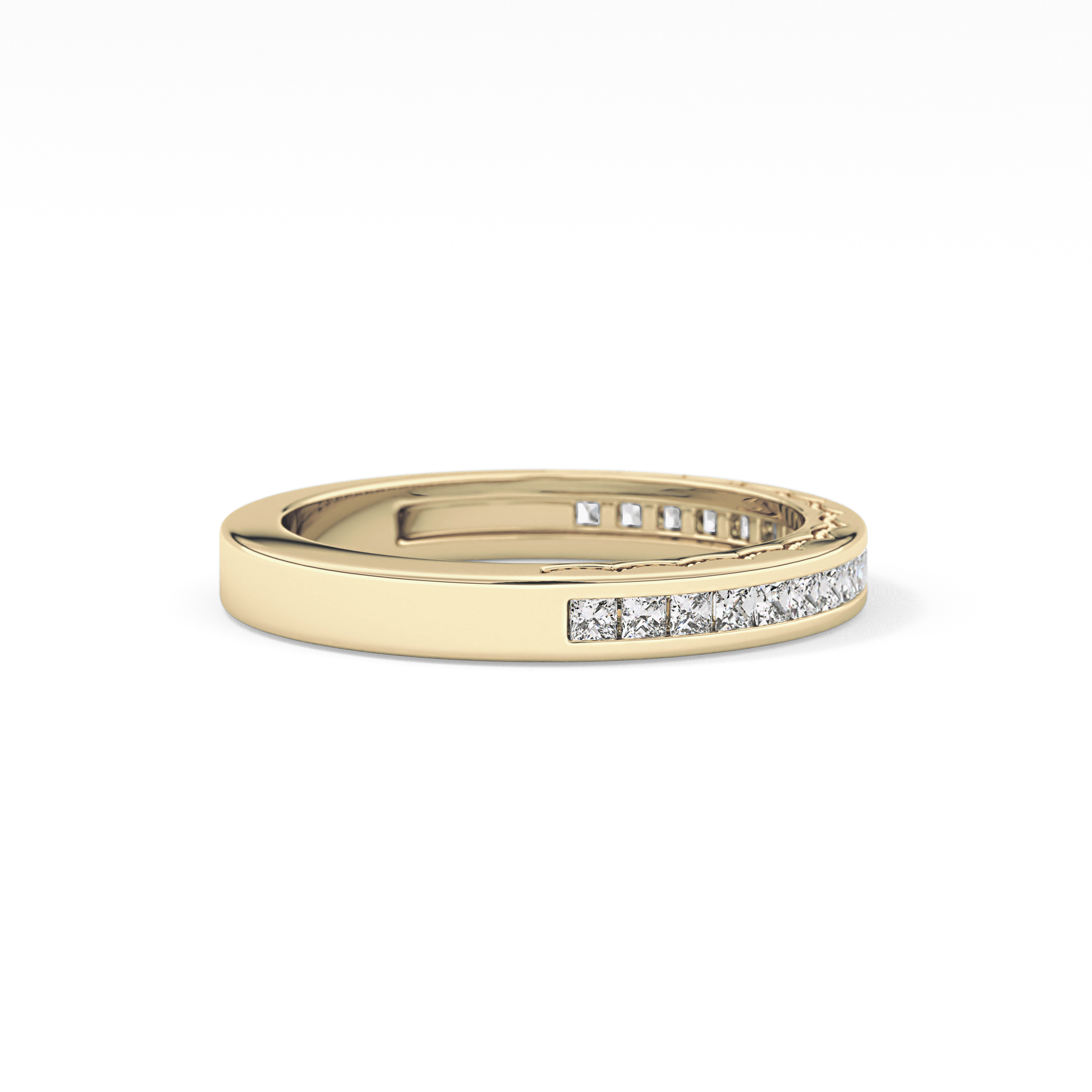 Half Eternity Wedding Band with 0.48 TCW Princess Cut Moissanite – Yellow, White, or Rose Gold