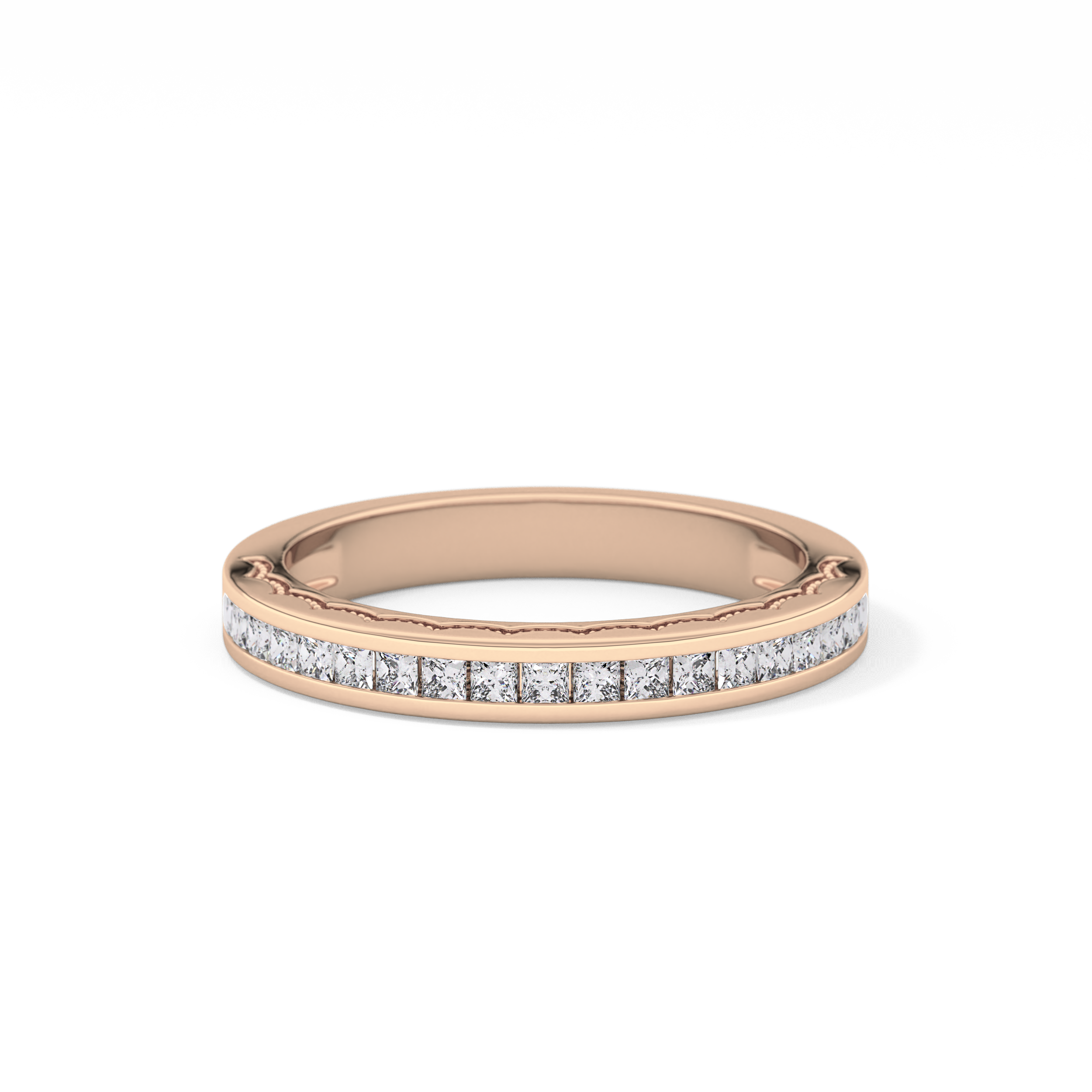 Half Eternity Wedding Band with 0.48 TCW Princess Cut Moissanite – Yellow, White, or Rose Gold