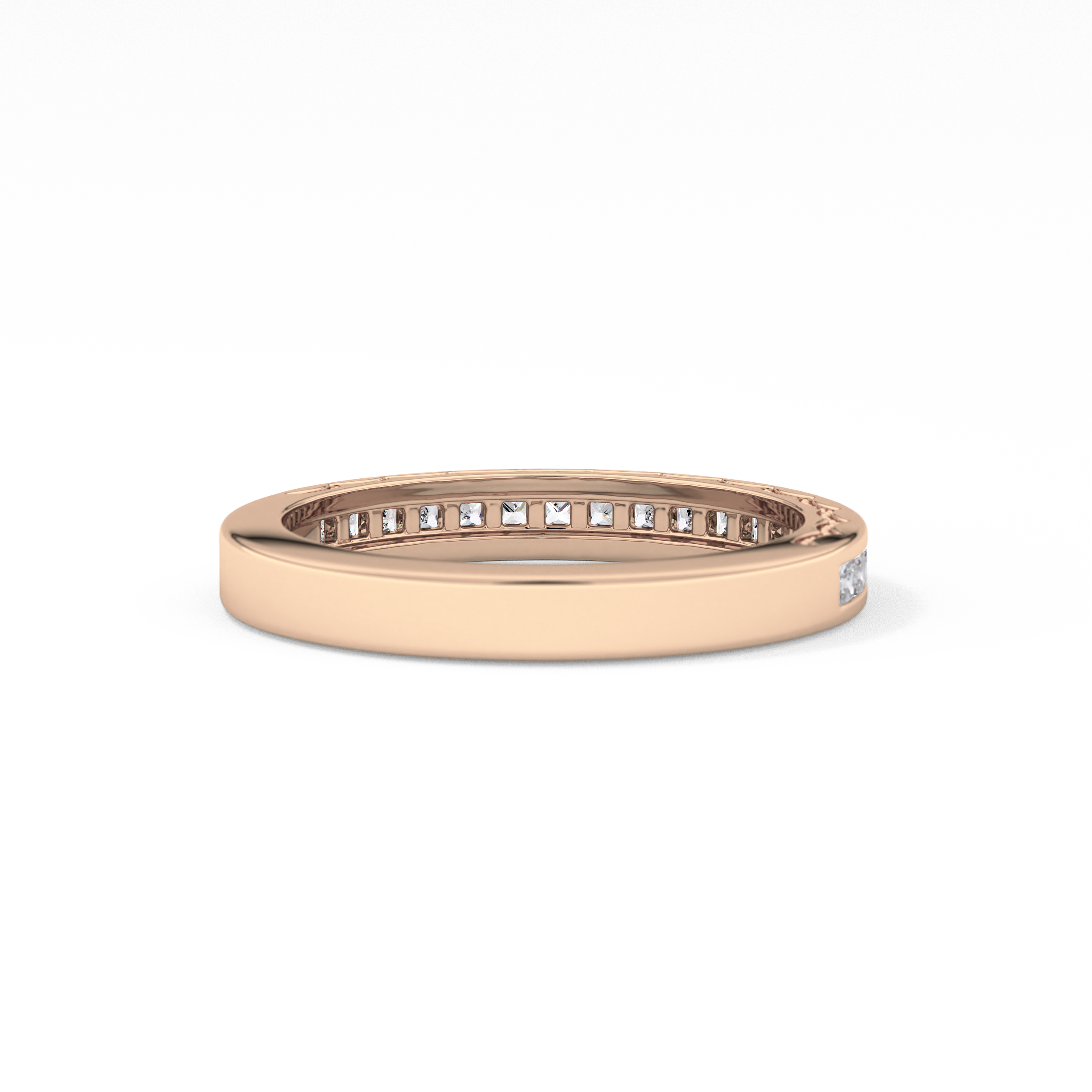 Half Eternity Wedding Band with 0.48 TCW Princess Cut Moissanite – Yellow, White, or Rose Gold