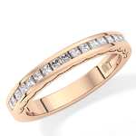 Half Eternity Wedding Band with 0.48 TCW Princess Cut Moissanite – Yellow, White, or Rose Gold