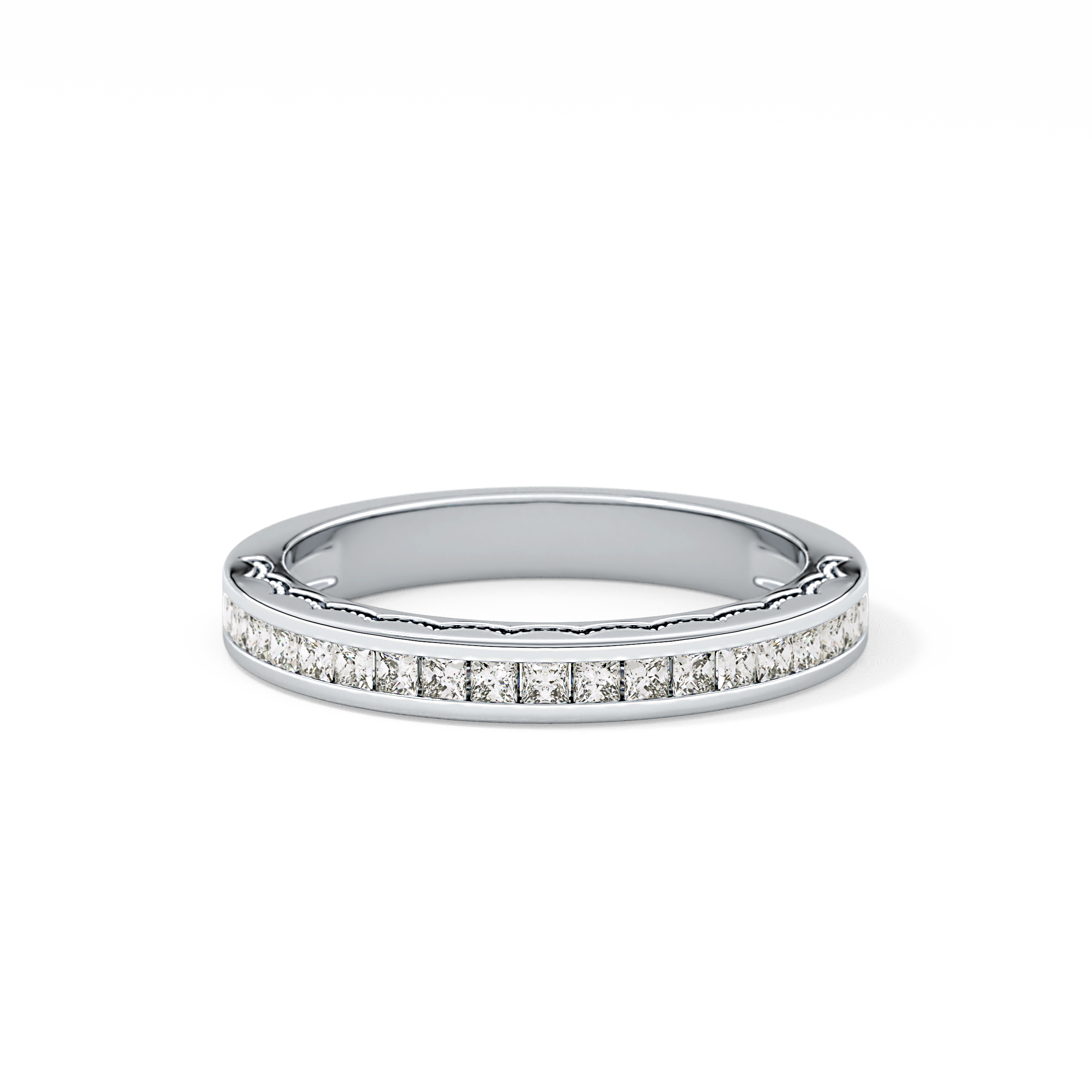 Half Eternity Wedding Band with 0.48 TCW Princess Cut Moissanite – Yellow, White, or Rose Gold