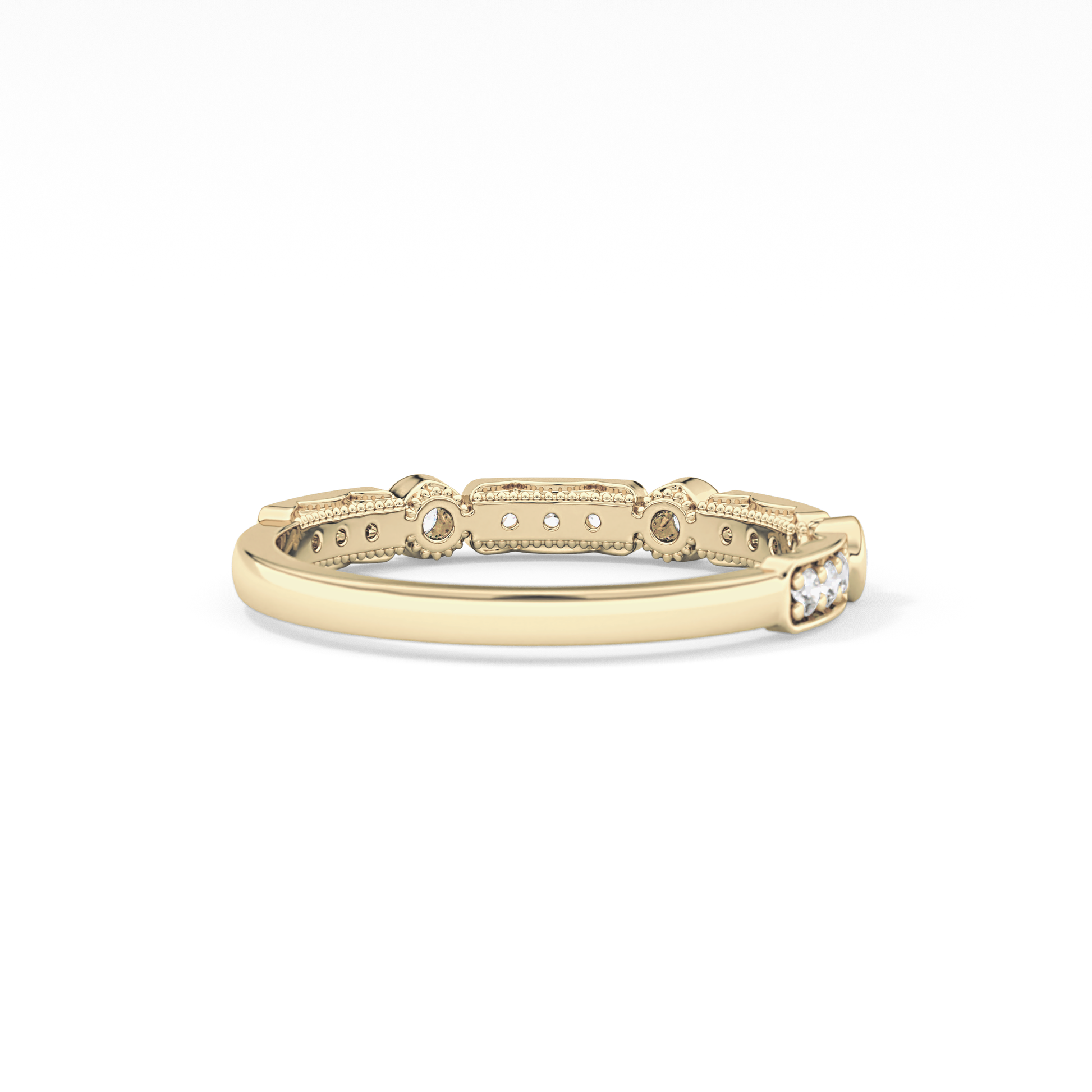 Half Eternity Wedding Band with 0.2 TCW Round Cut Moissanite – Yellow, White, or Rose Gold