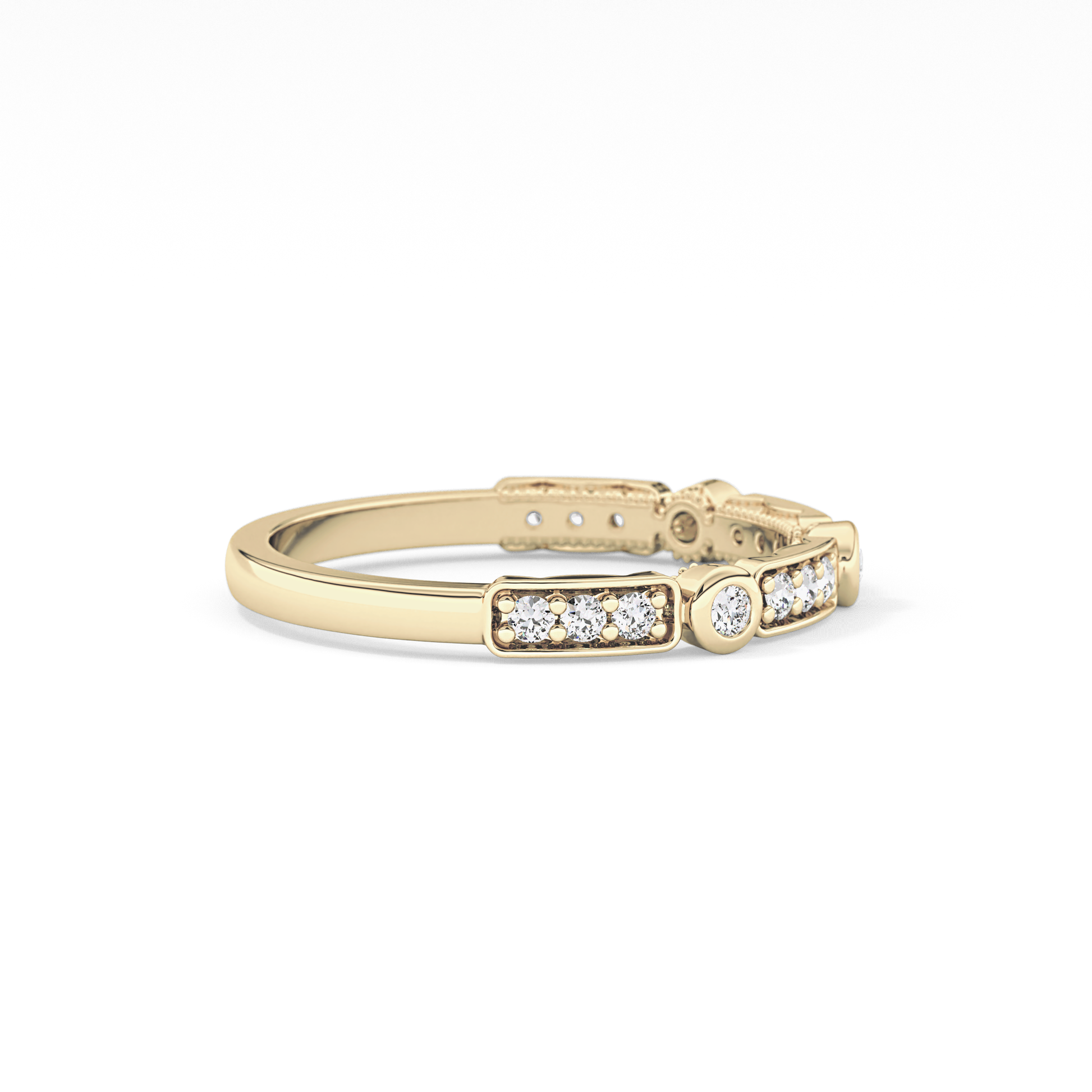 Half Eternity Wedding Band with 0.2 TCW Round Cut Moissanite – Yellow, White, or Rose Gold