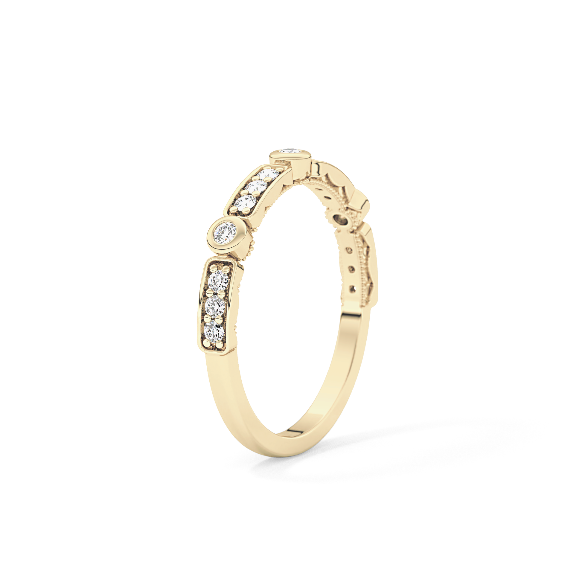Half Eternity Wedding Band with 0.2 TCW Round Cut Moissanite – Yellow, White, or Rose Gold