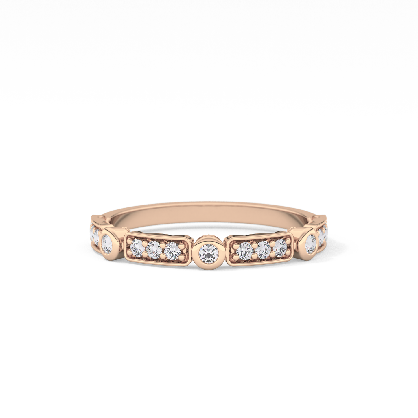 Half Eternity Wedding Band with 0.2 TCW Round Cut Moissanite – Yellow, White, or Rose Gold