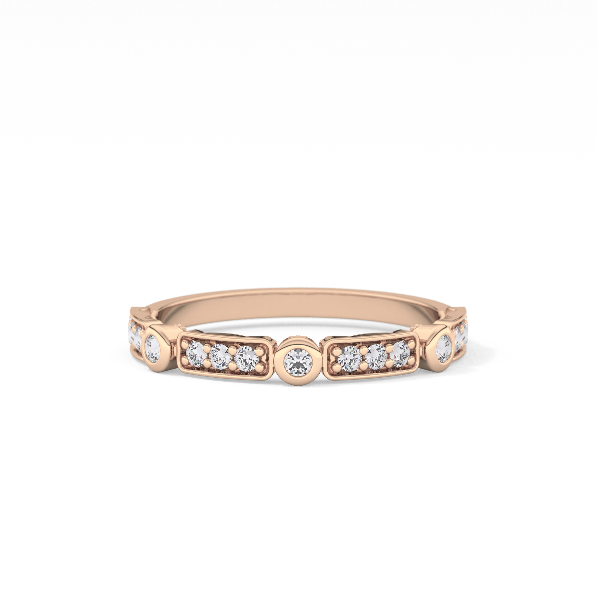 Half Eternity Wedding Band with 0.2 TCW Round Cut Moissanite – Yellow, White, or Rose Gold