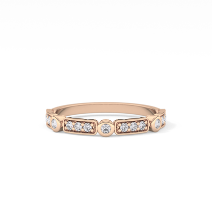 Half Eternity Wedding Band with 0.2 TCW Round Cut Moissanite – Yellow, White, or Rose Gold