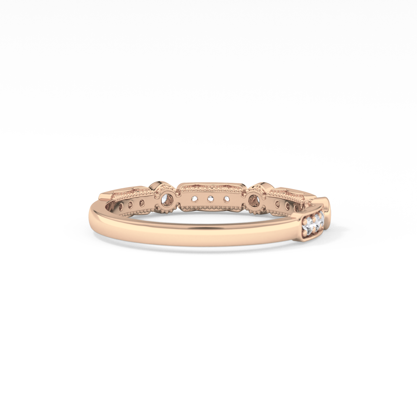 Half Eternity Wedding Band with 0.2 TCW Round Cut Moissanite – Yellow, White, or Rose Gold