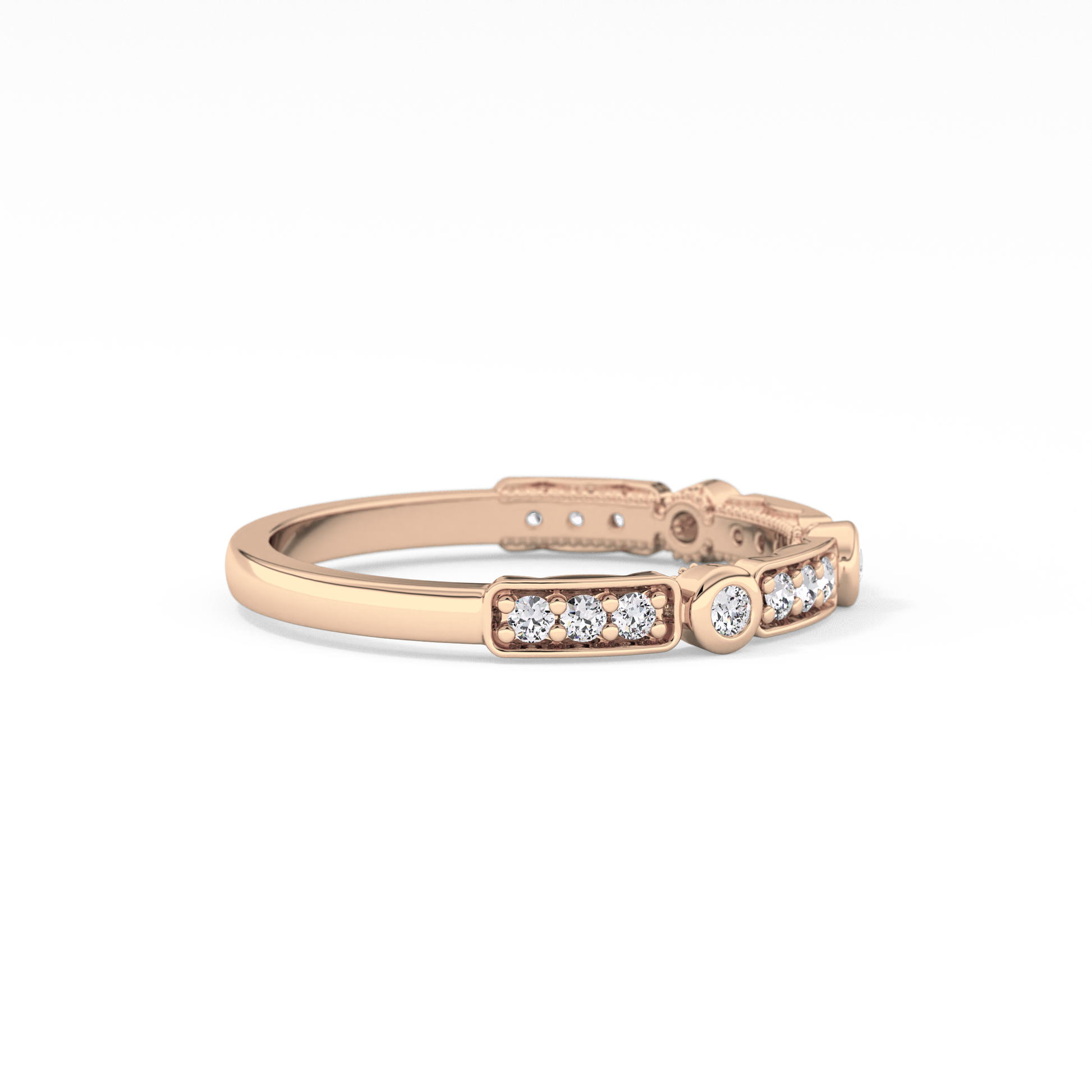 Half Eternity Wedding Band with 0.2 TCW Round Cut Moissanite – Yellow, White, or Rose Gold