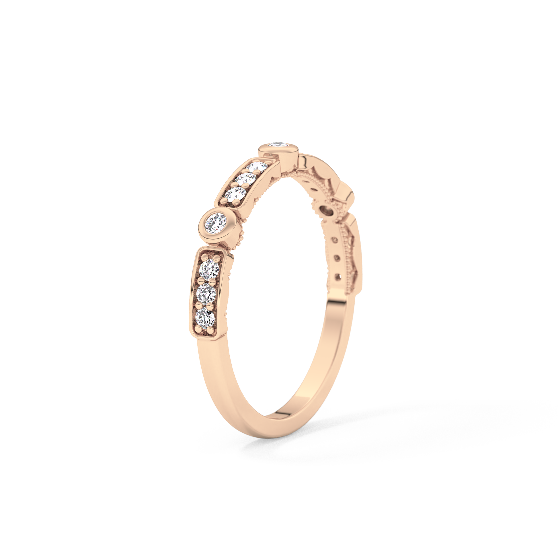 Half Eternity Wedding Band with 0.2 TCW Round Cut Moissanite – Yellow, White, or Rose Gold