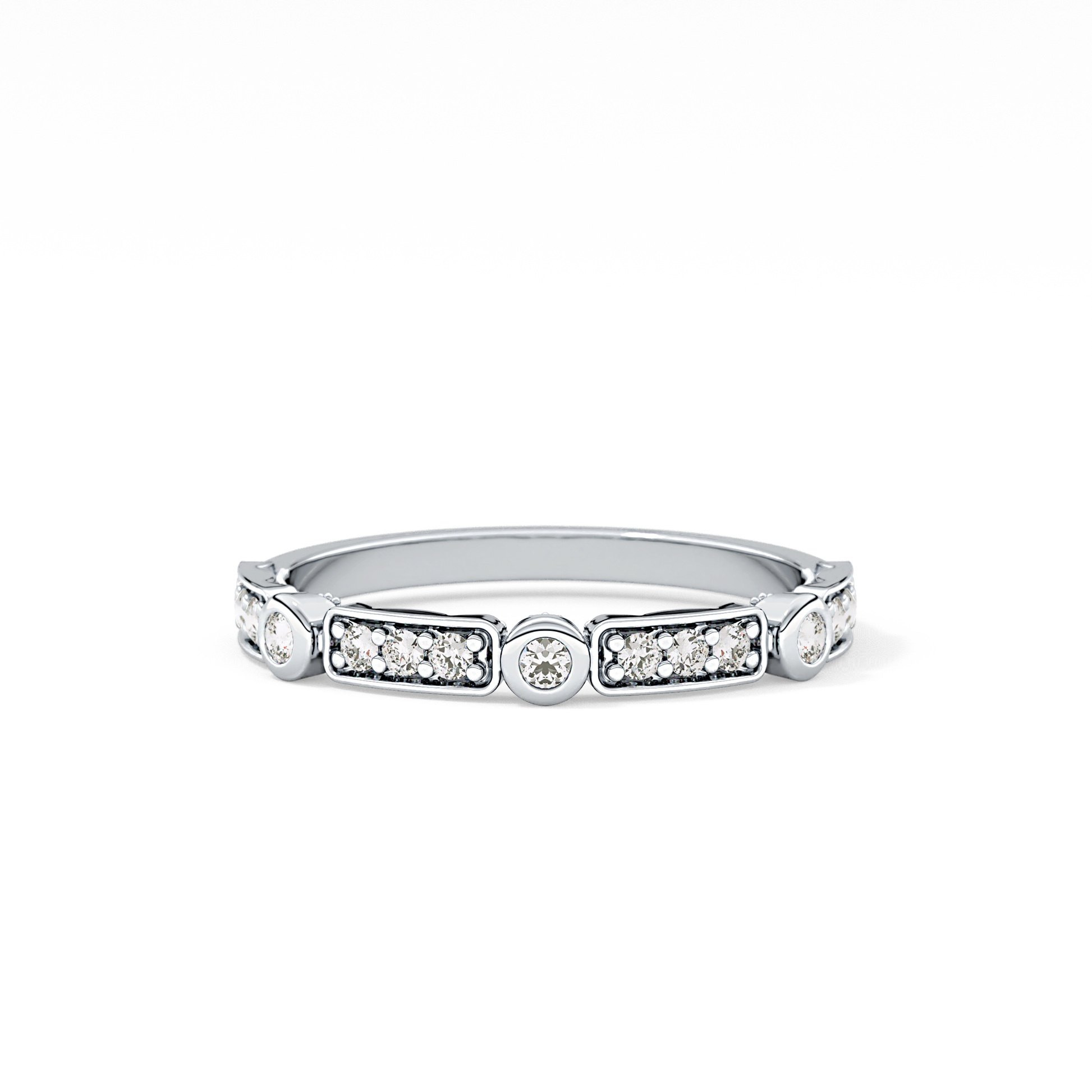 Half Eternity Wedding Band with 0.2 TCW Round Cut Moissanite – Yellow, White, or Rose Gold