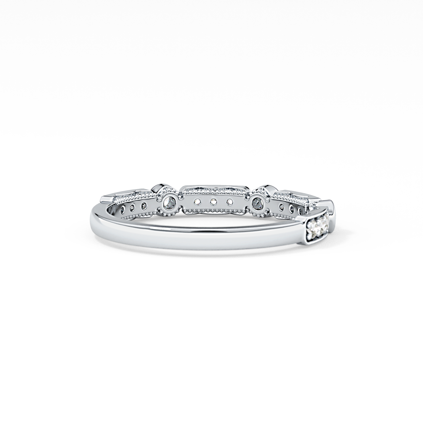 Half Eternity Wedding Band with 0.2 TCW Round Cut Moissanite – Yellow, White, or Rose Gold