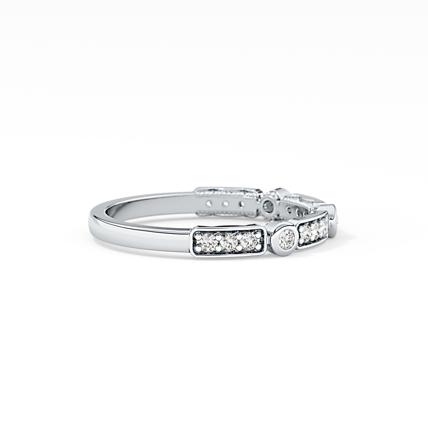 Half Eternity Wedding Band with 0.2 TCW Round Cut Moissanite – Yellow, White, or Rose Gold