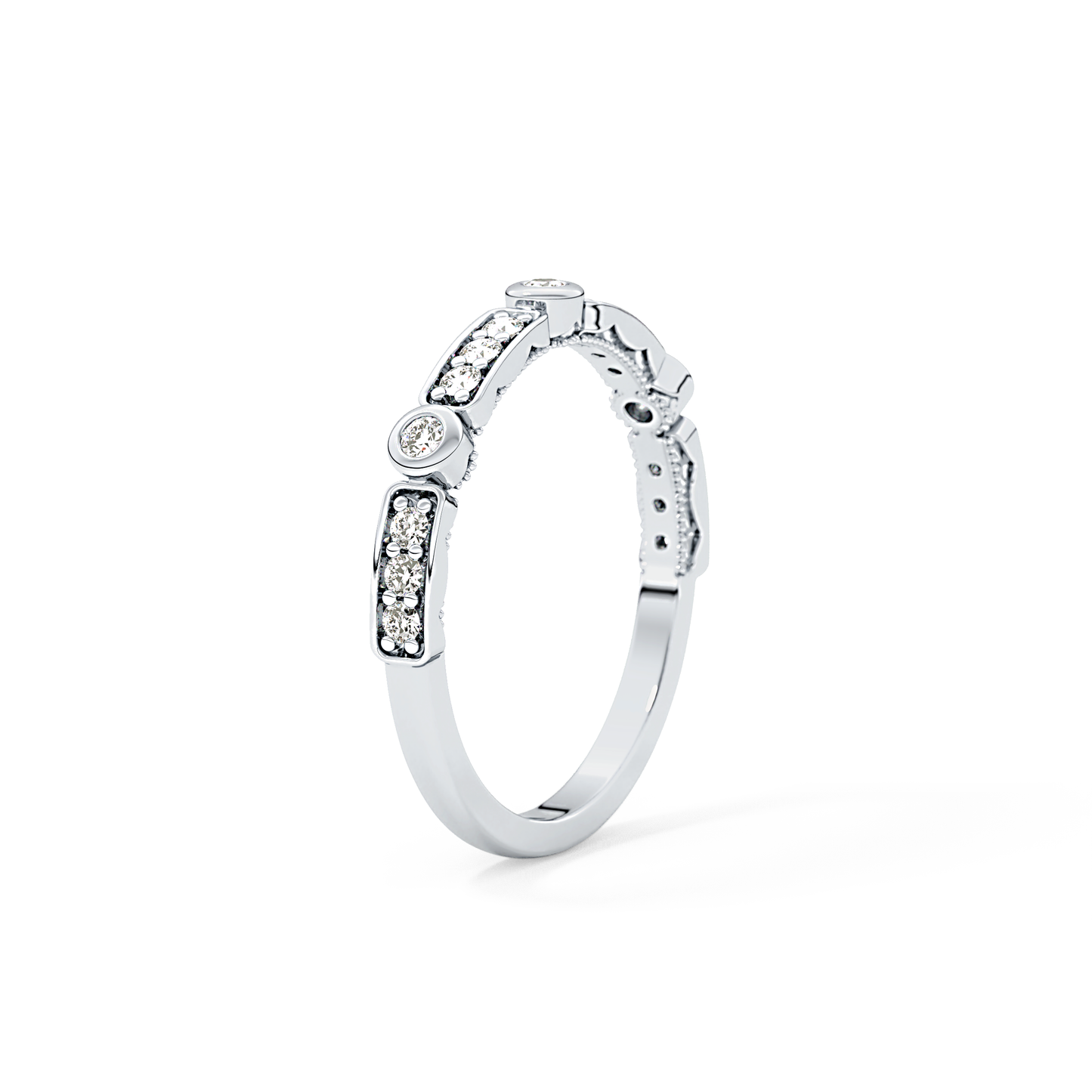 Half Eternity Wedding Band with 0.2 TCW Round Cut Moissanite – Yellow, White, or Rose Gold